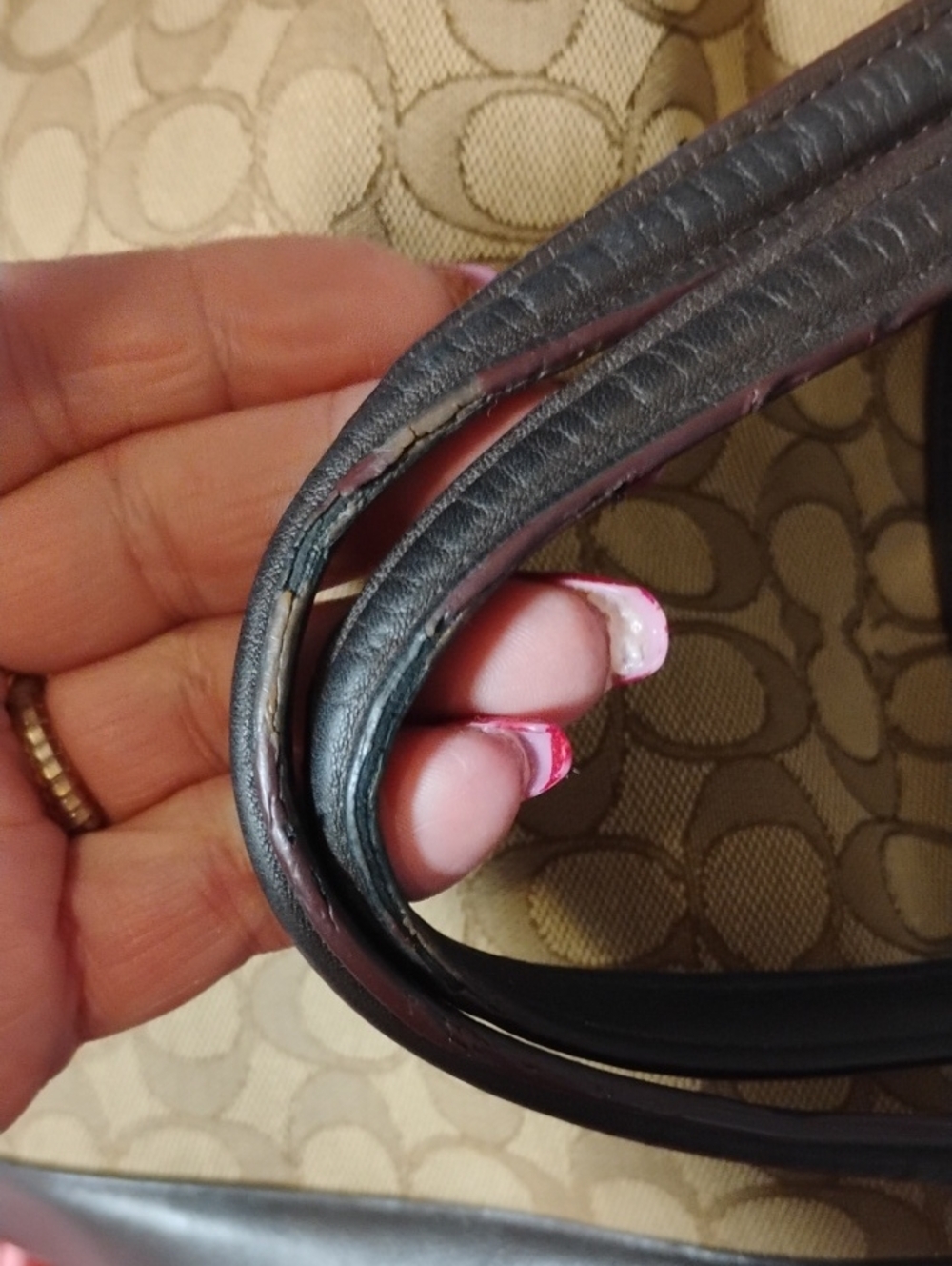 Coach Lexy Tan Signature Canvas Shoulder Bag with Dark Brown Trim. - Picture 15 of 15